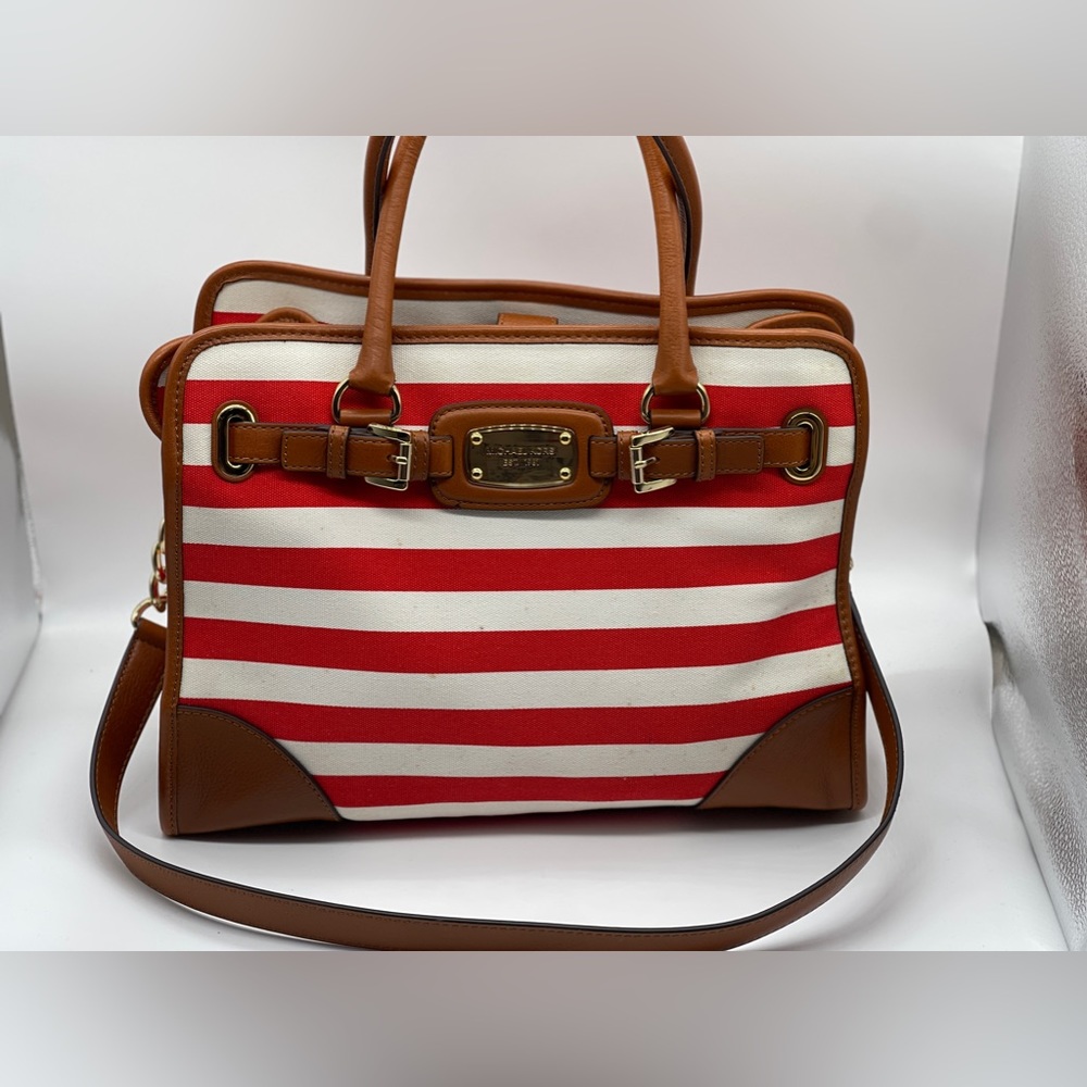 Michael Kors striped cross body shoulder strap tote purse handbag sailor spring
